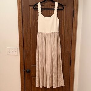 Dry Goods Cream Knit & Linen Maxi Dress